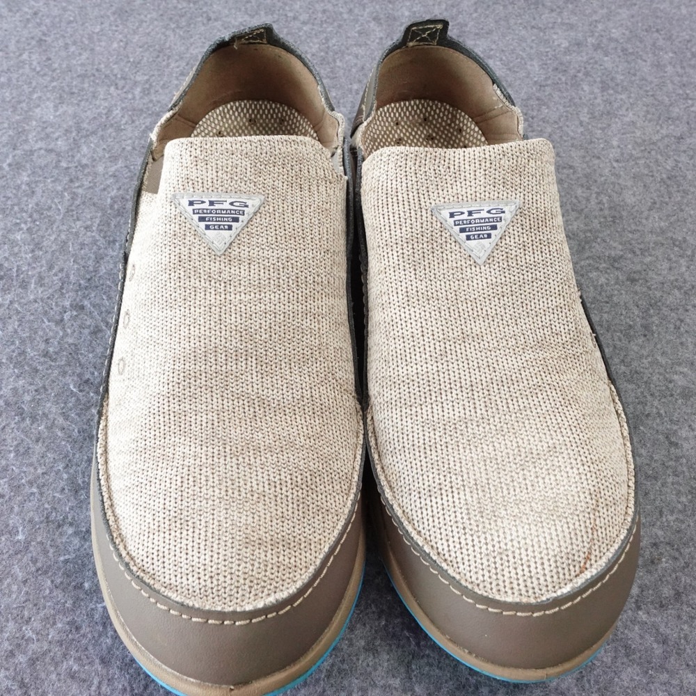 Columbia Men's Beige and Brown Slip-On Boat Shoes with Blue Accent - Picture 2 of 7